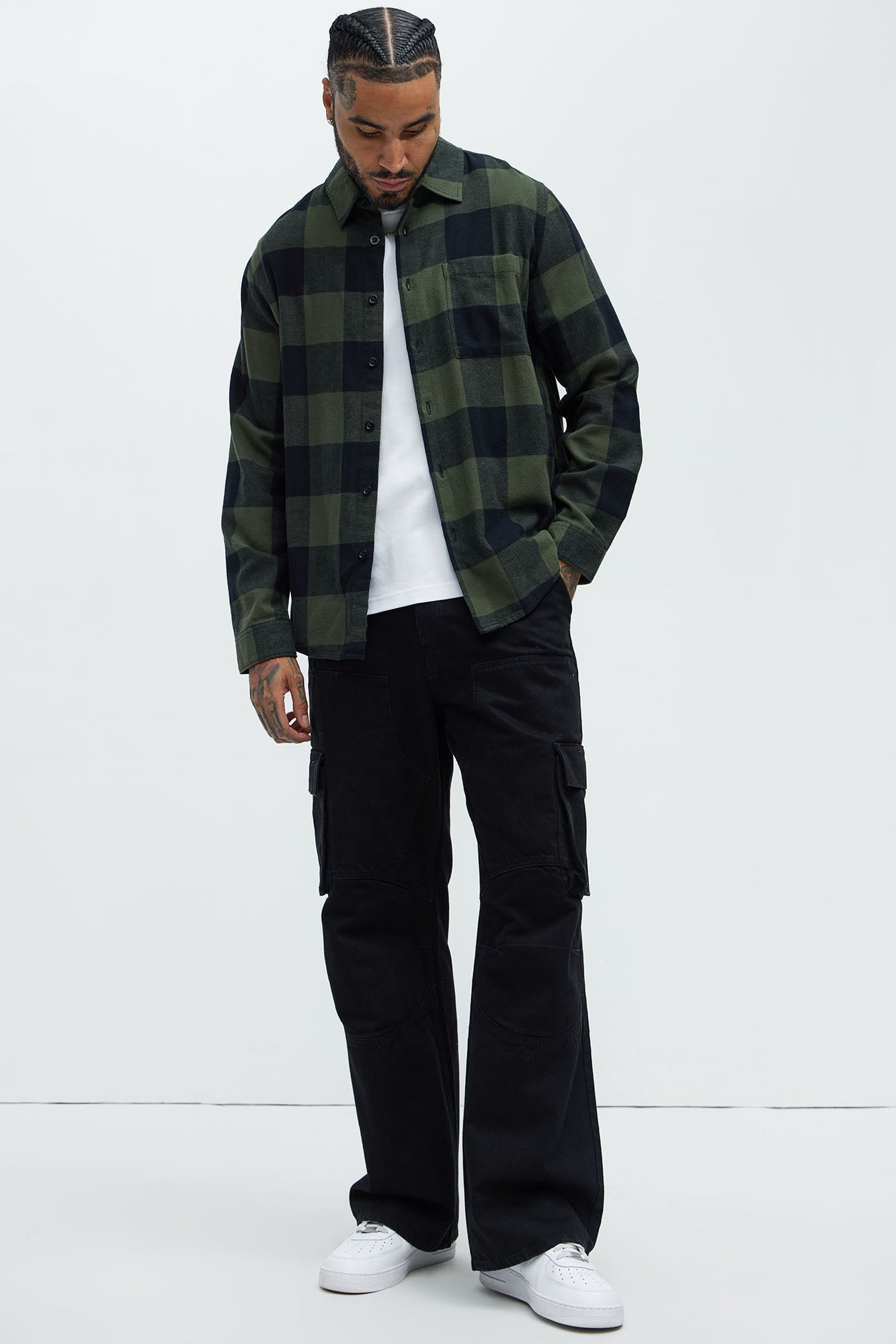 Park Flannel Shirt - Green/combo Fashion Nova