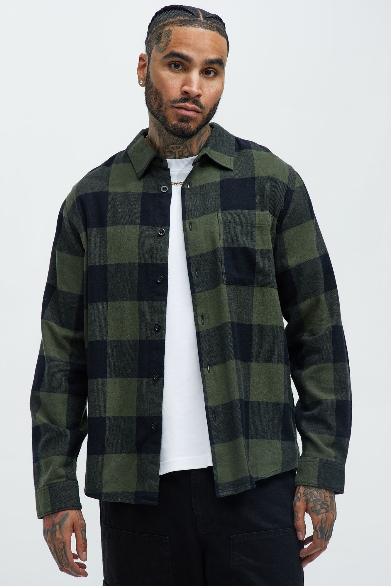 Park Flannel Shirt - Green/combo Fashion Nova