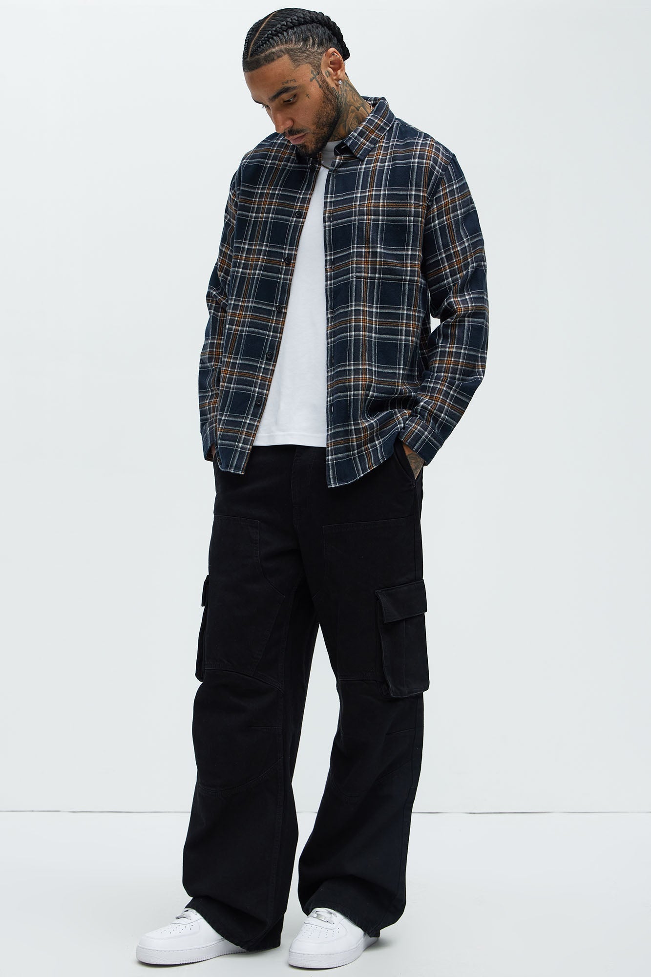 Mansen Flannel Shirt - Black/combo Fashion Nova