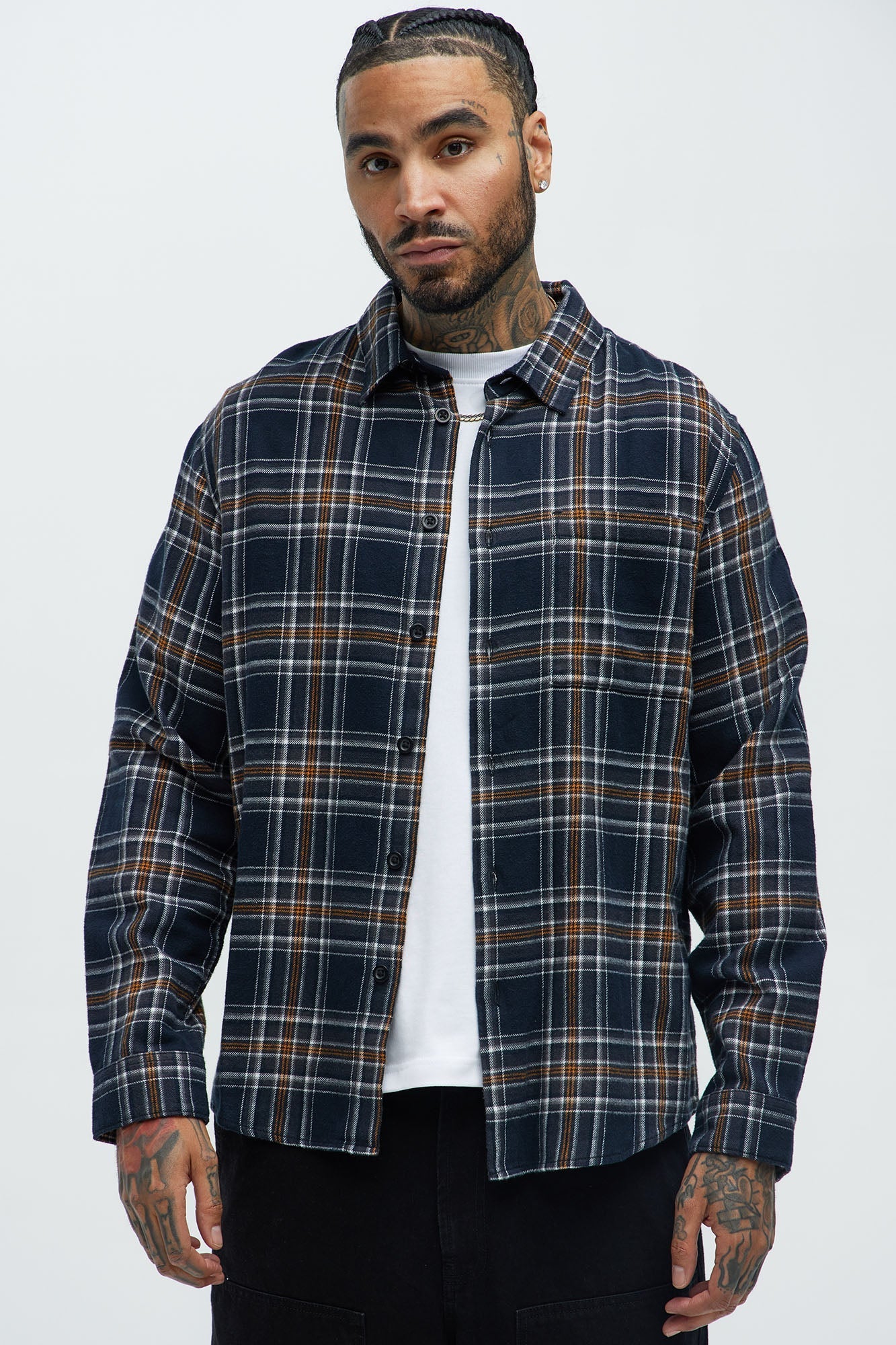 Mansen Flannel Shirt - Black/combo Fashion Nova