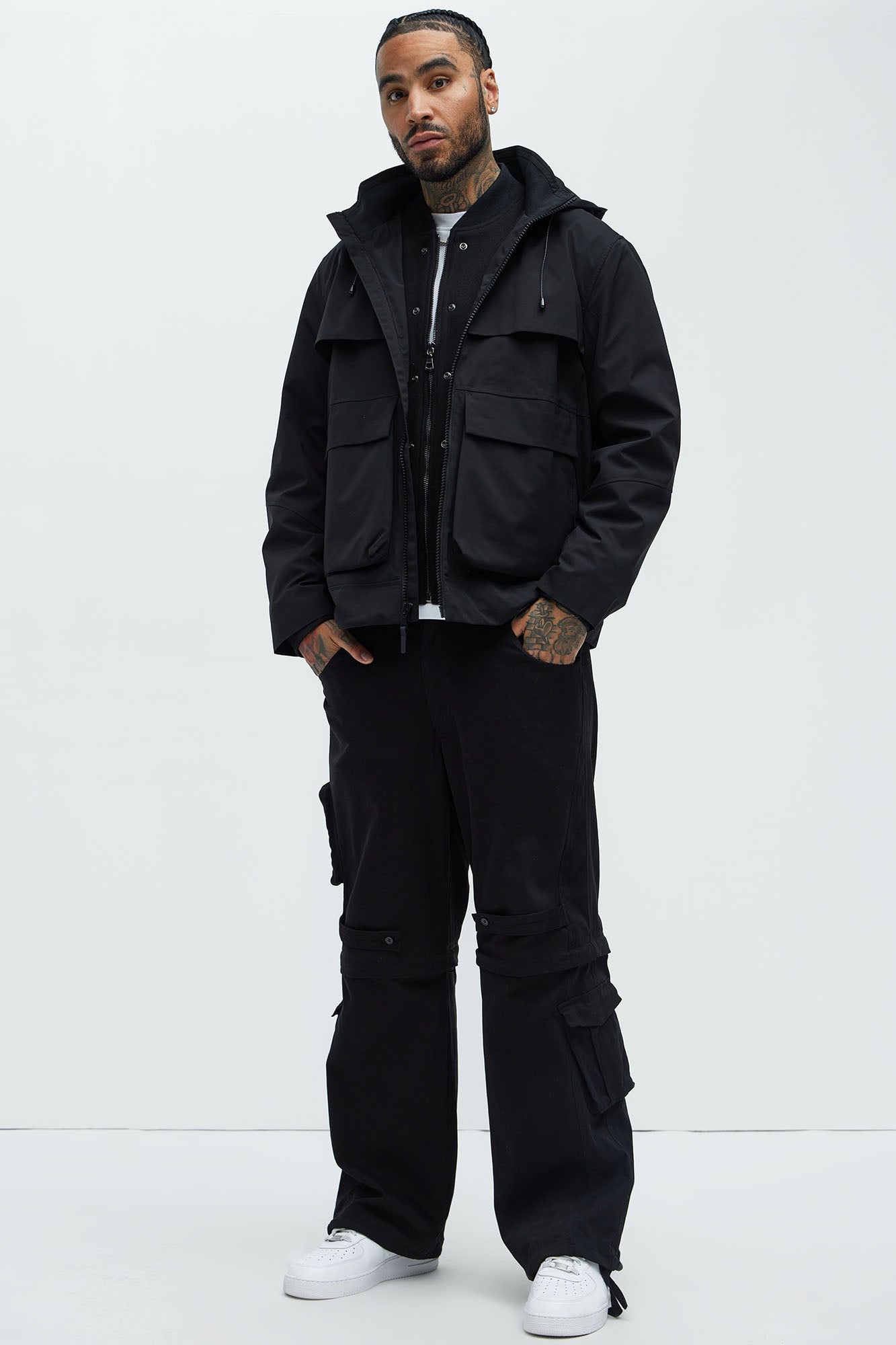 Every Move Hooded Cargo Pocket Jacket - Black Fashion Nova