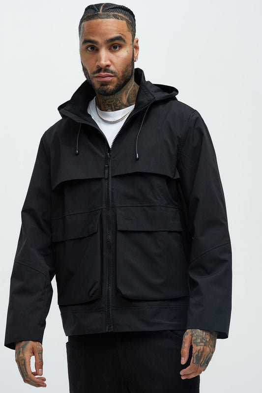 Every Move Hooded Cargo Pocket Jacket - Black Fashion Nova