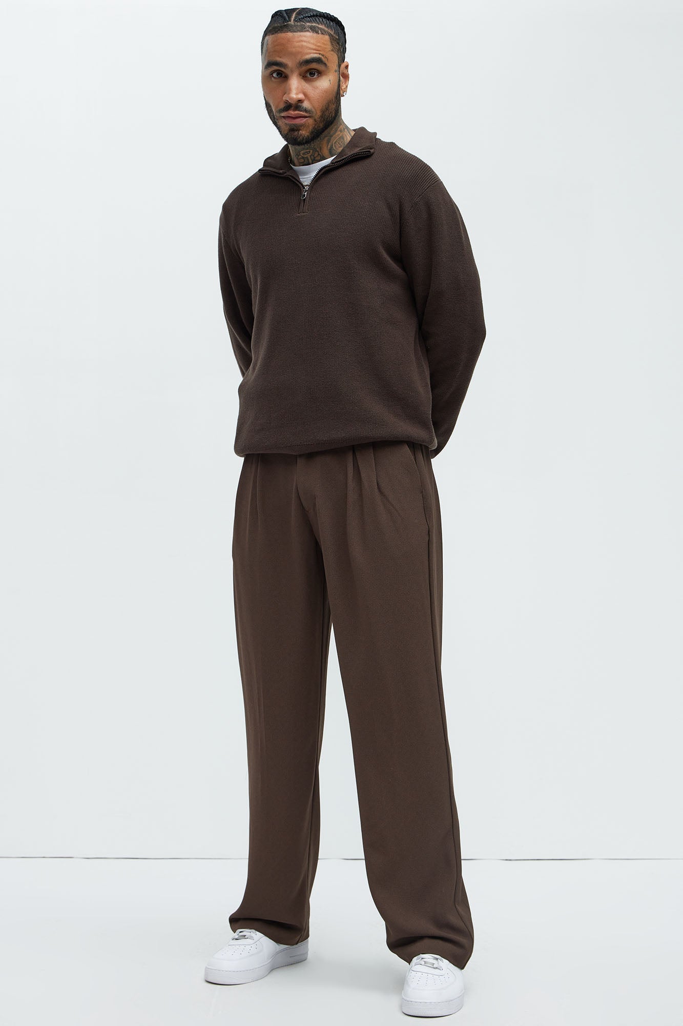 Shawn Quarter Zip Sweater - Brown Fashion Nova