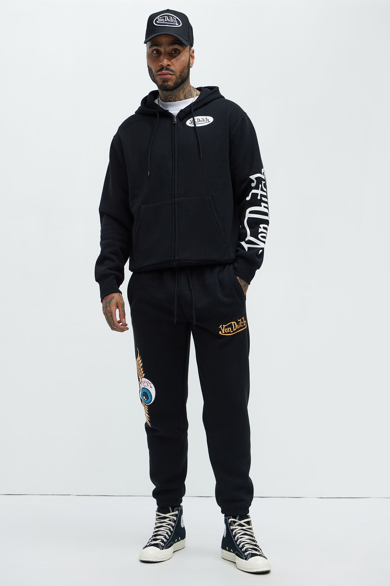 Von Dutch Lost Angels Sweatpants - Black Fashion Nova