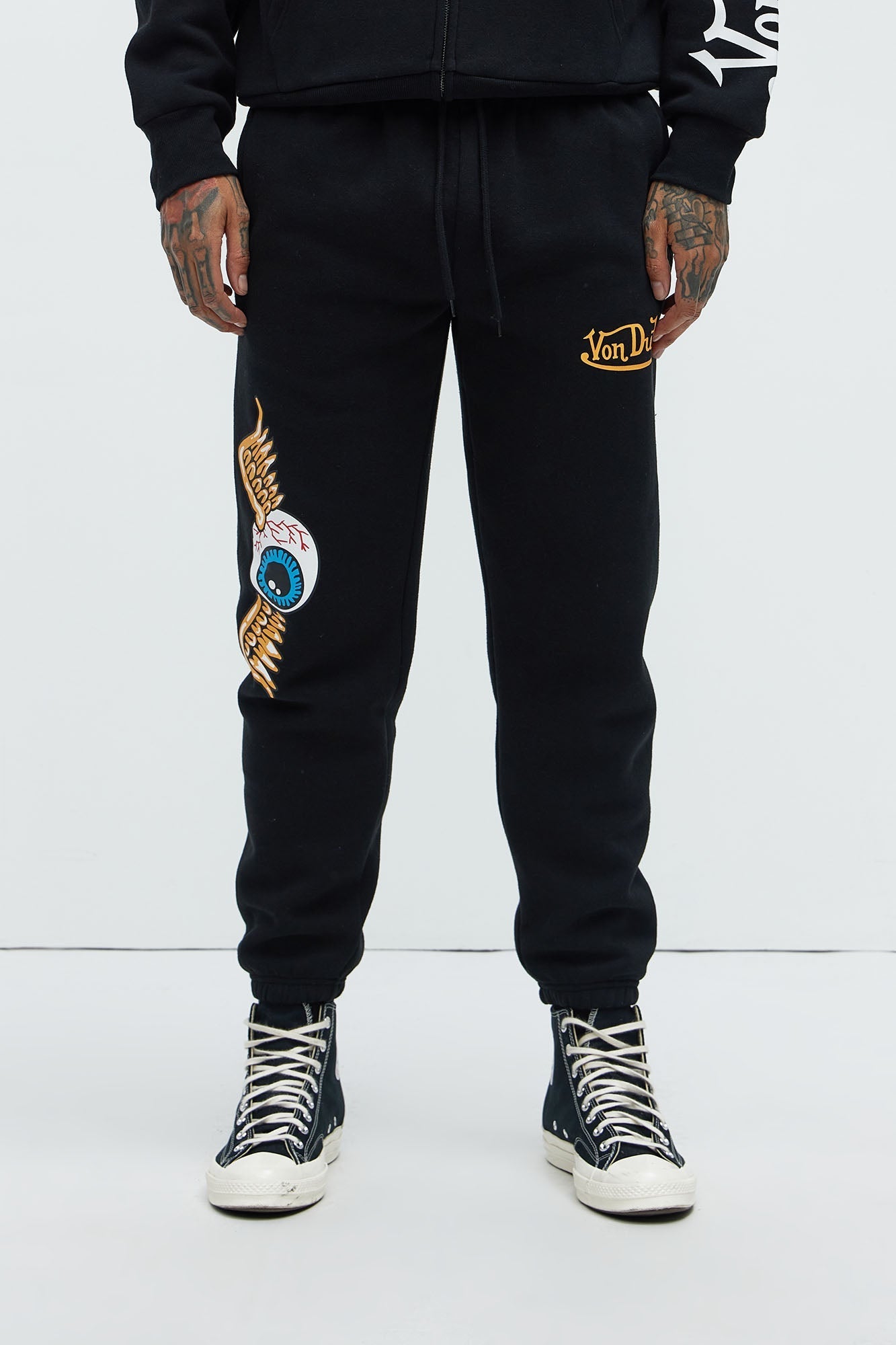 Von Dutch Lost Angels Sweatpants - Black Fashion Nova