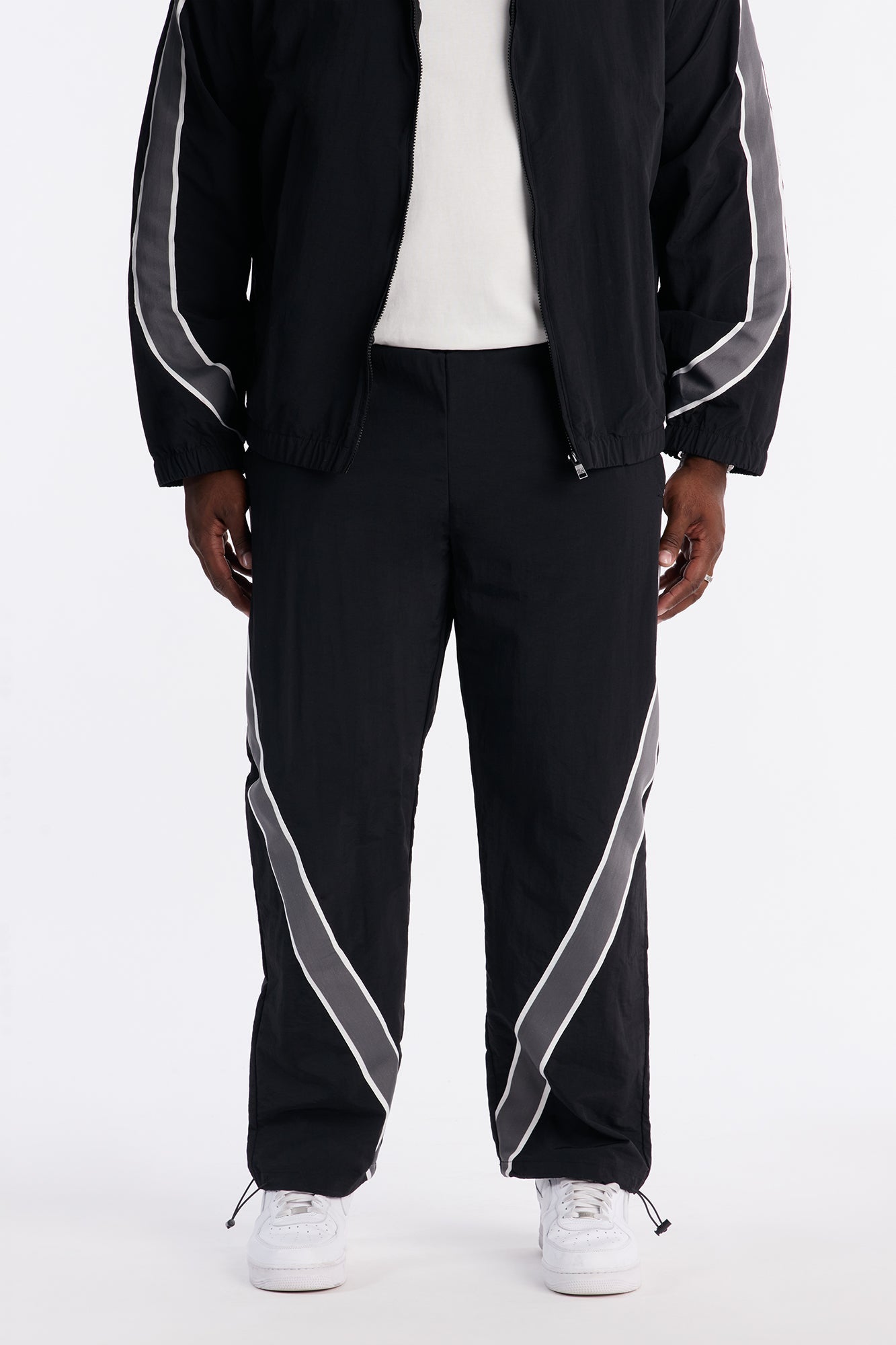 Straight Prep The Field Color Block Nylon Pant - Black/combo Fashion Nova