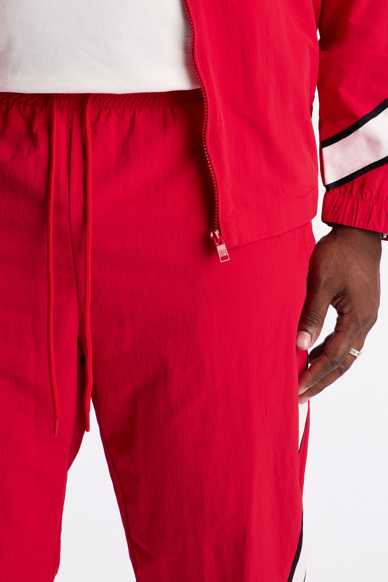 Straight Prep The Field Color Block Nylon Pant - Red/combo Fashion Nova