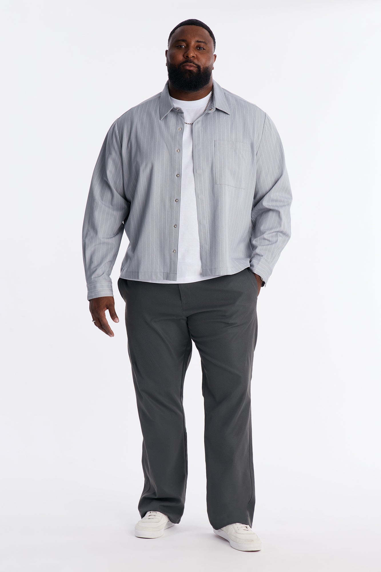 Stacked Slim Flare Thriving Pant - Grey Fashion Nova