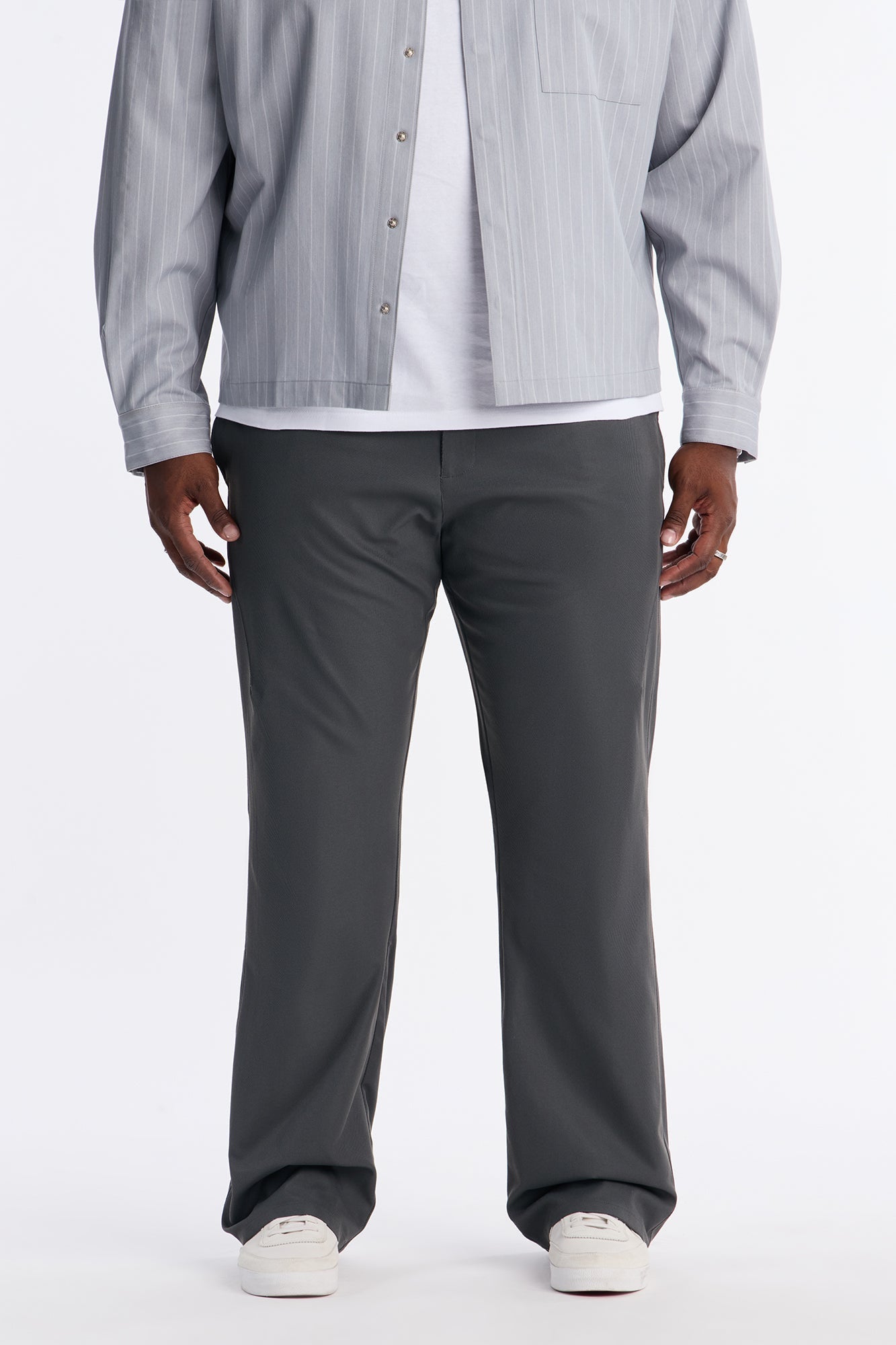 Stacked Slim Flare Thriving Pant - Grey Fashion Nova