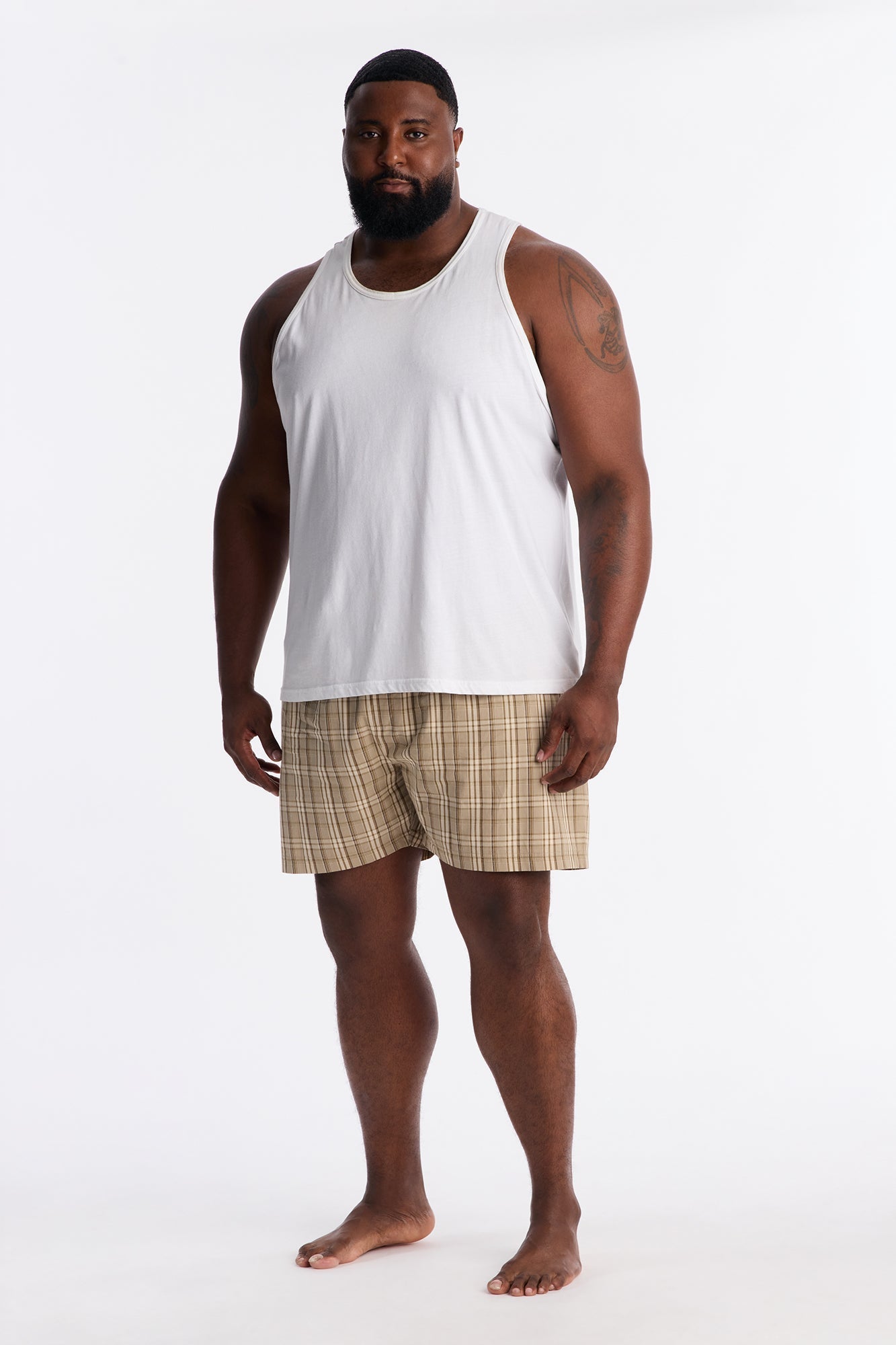 Classic Plaid Cotton Boxer - Tan Fashion Nova