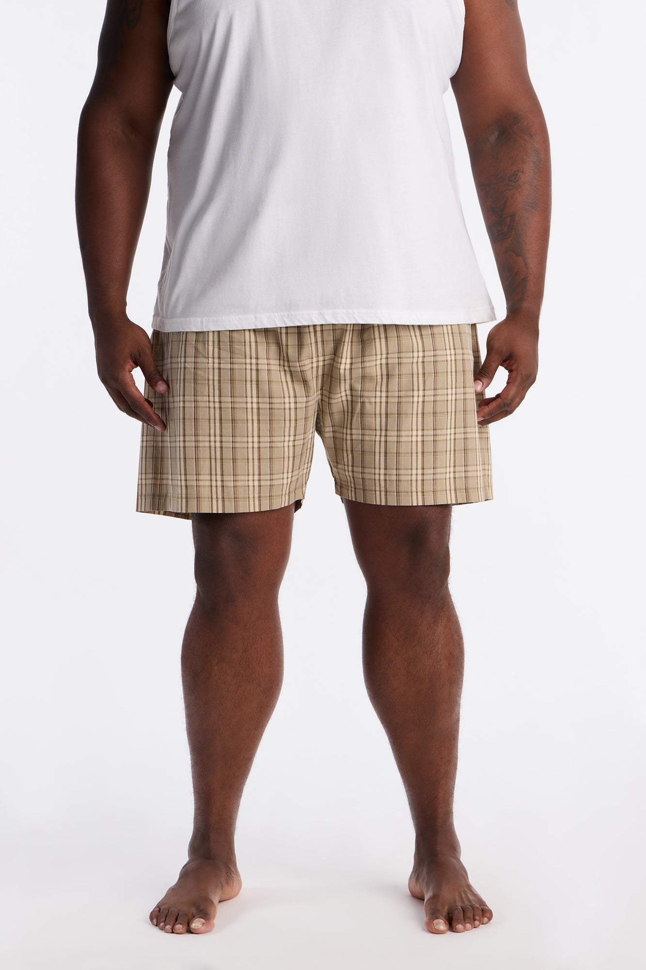 Classic Plaid Cotton Boxer - Tan Fashion Nova