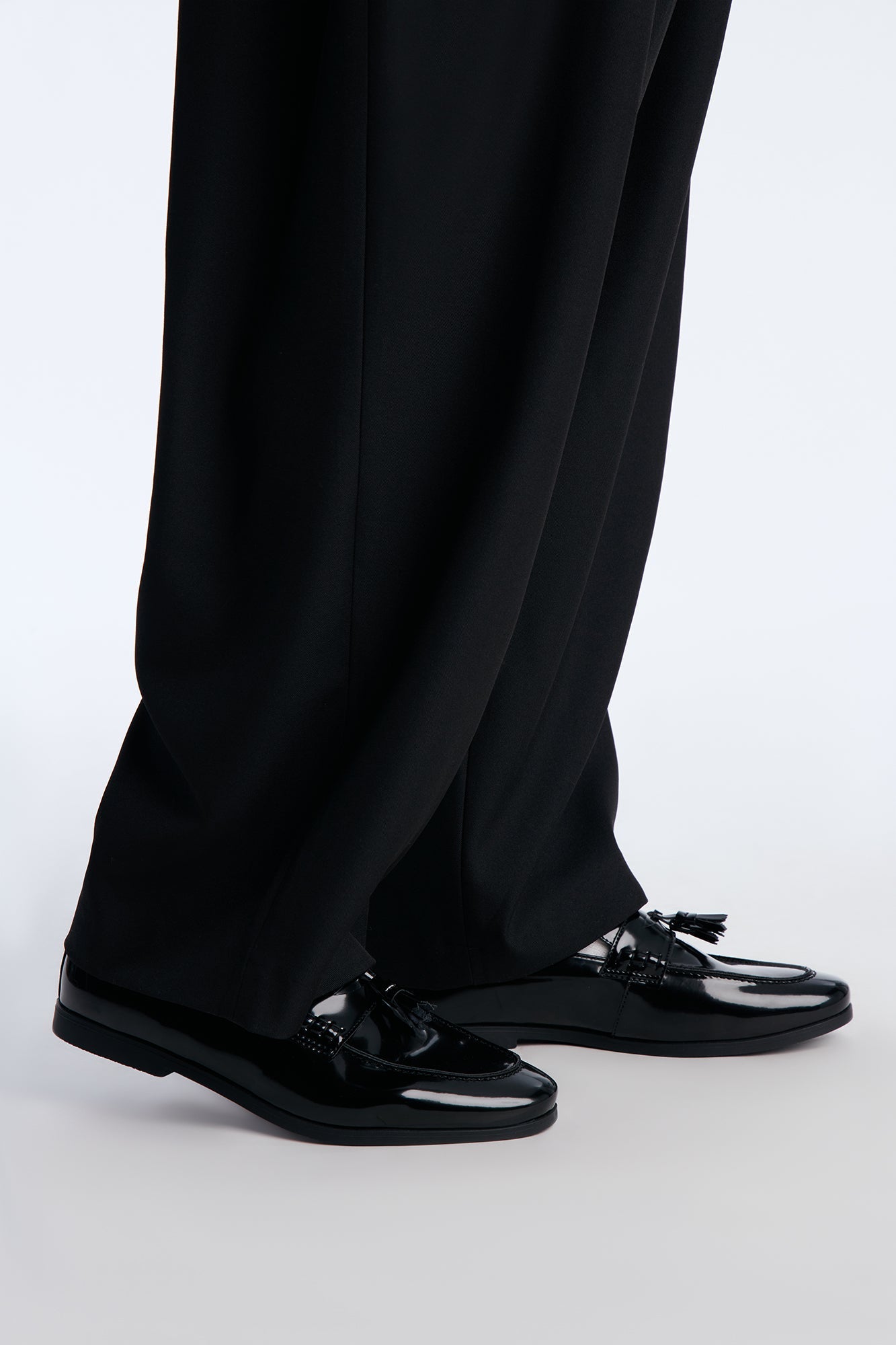 Dress Patent Leather Flat Tassel Loafer - Black Fashion Nova
