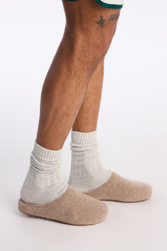 Brushed Texture Slip On Mule - Beige Fashion Nova