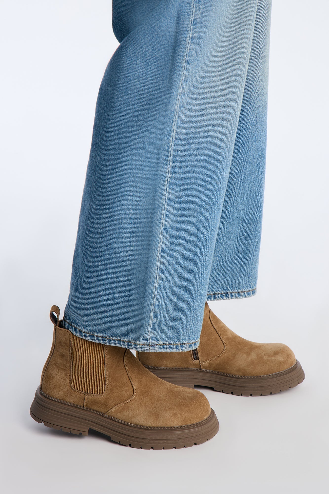 Genuine Suede Lace Less Chunky Boot - Taupe Fashion Nova