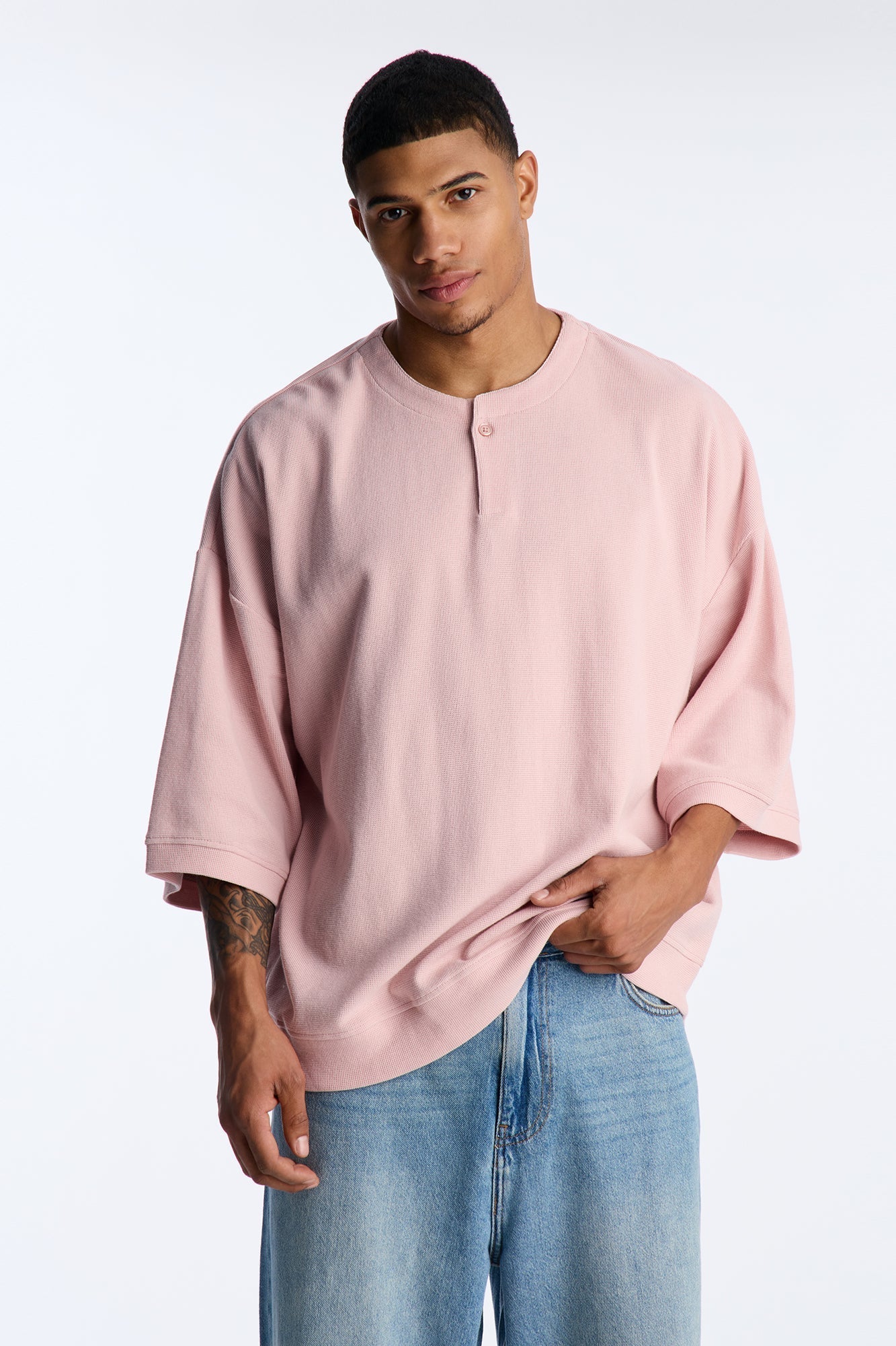 Relaxed Fit Classic Henley - Mauve Fashion Nova