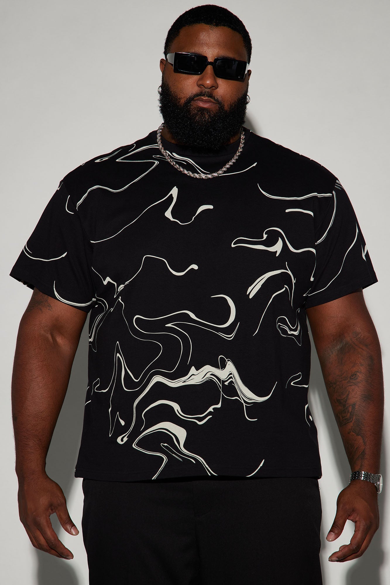 All In Marble Short Sleeve Tee - Black/combo Fashion Nova