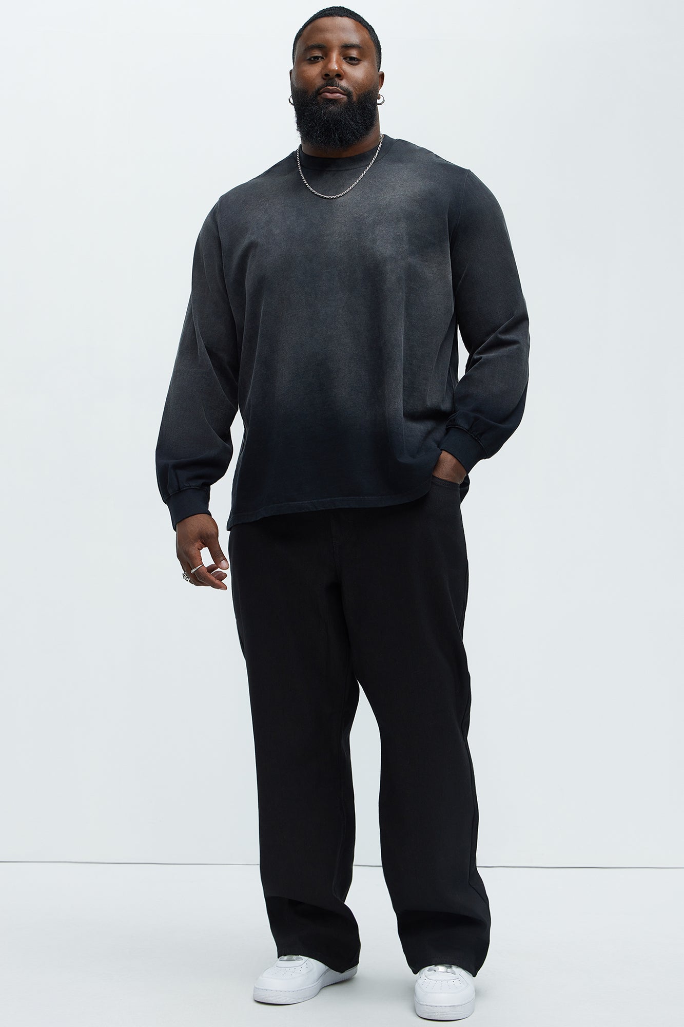 Dion Oversized Long Sleeve Tee - Black Fashion Nova
