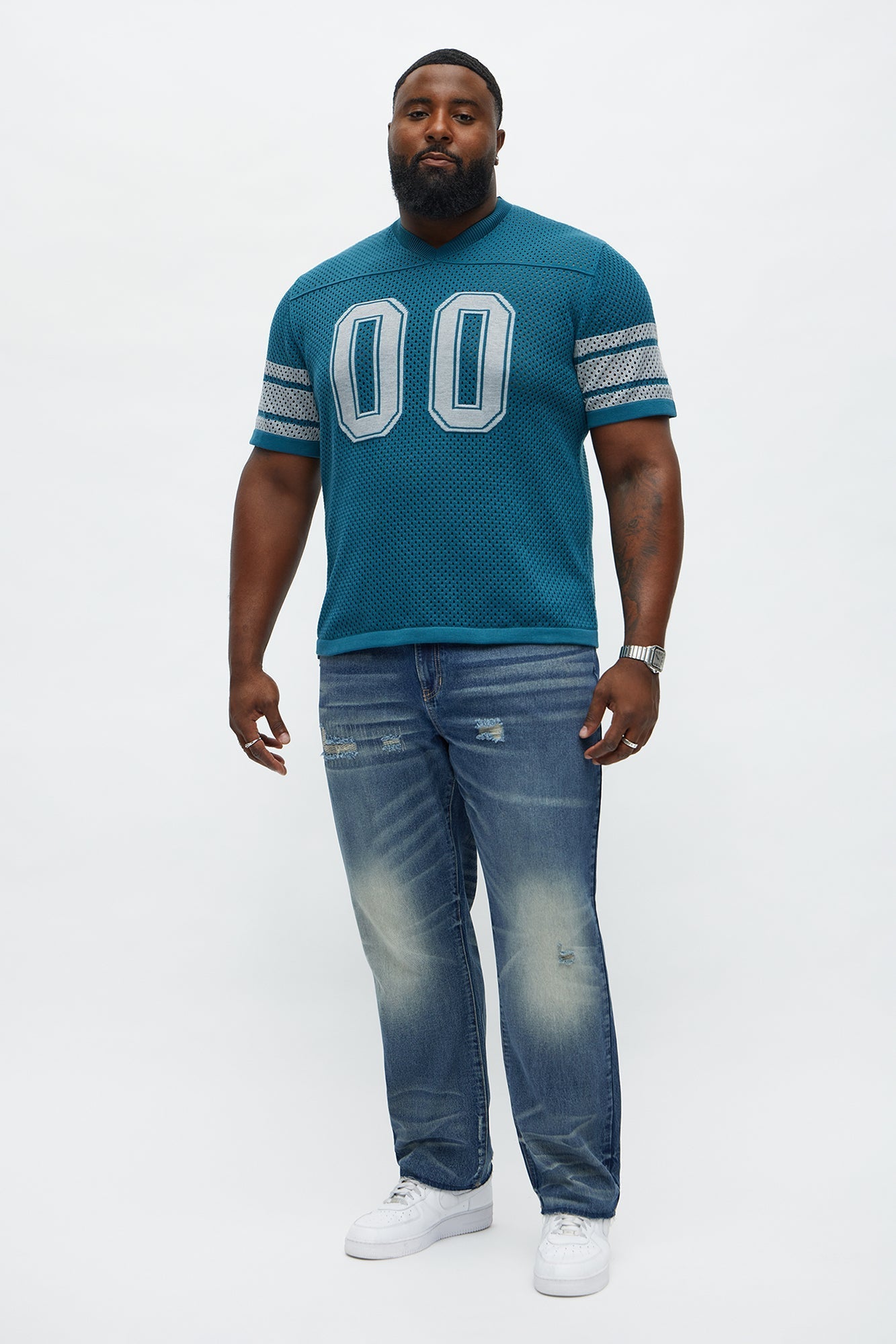 Straight Augustus Rip And Repair Jean - Vintage Blue Wash Fashion Nova
