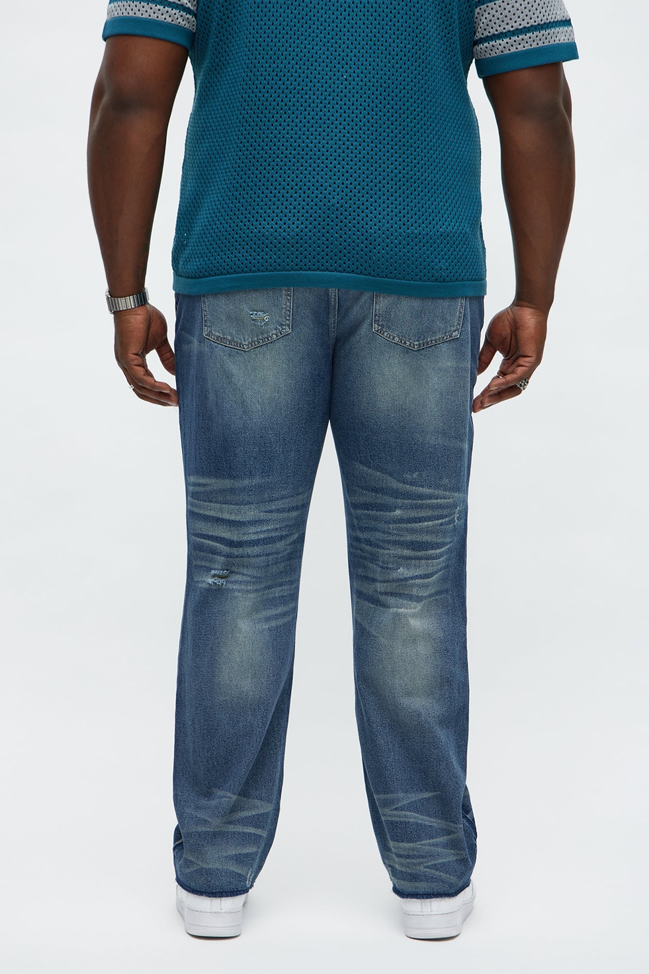 Straight Augustus Rip And Repair Jean - Vintage Blue Wash Fashion Nova