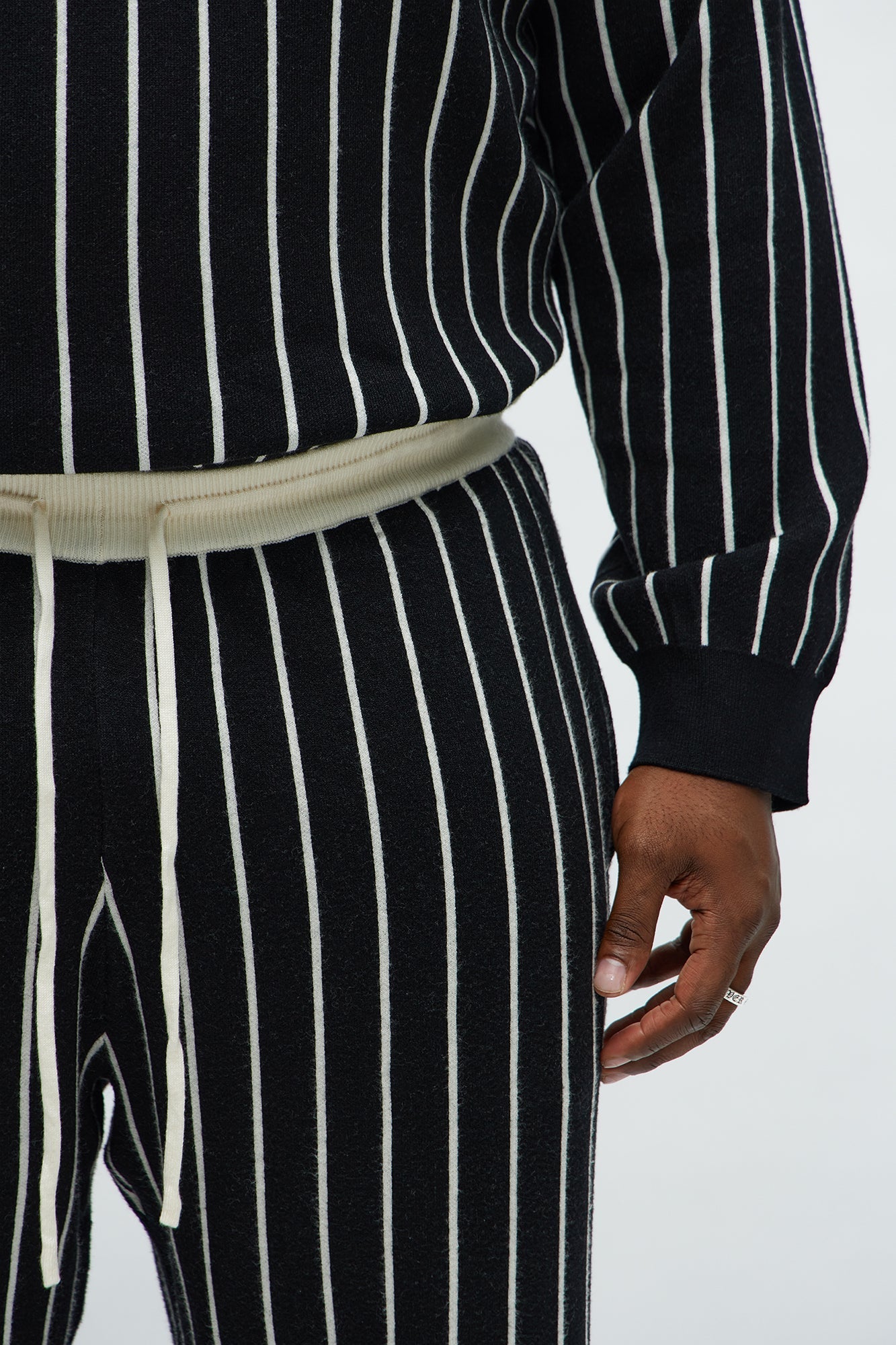 Straight Pinstripe Posh Sweater Knit Pant - Black/combo Fashion Nova