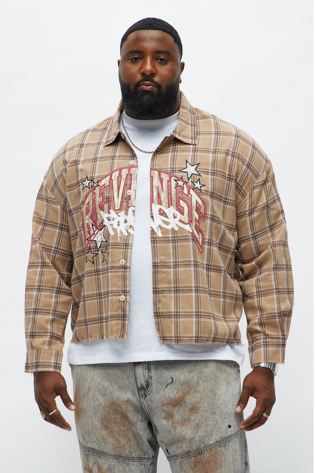 Revenge Woven Flannel - Taupe/combo Fashion Nova