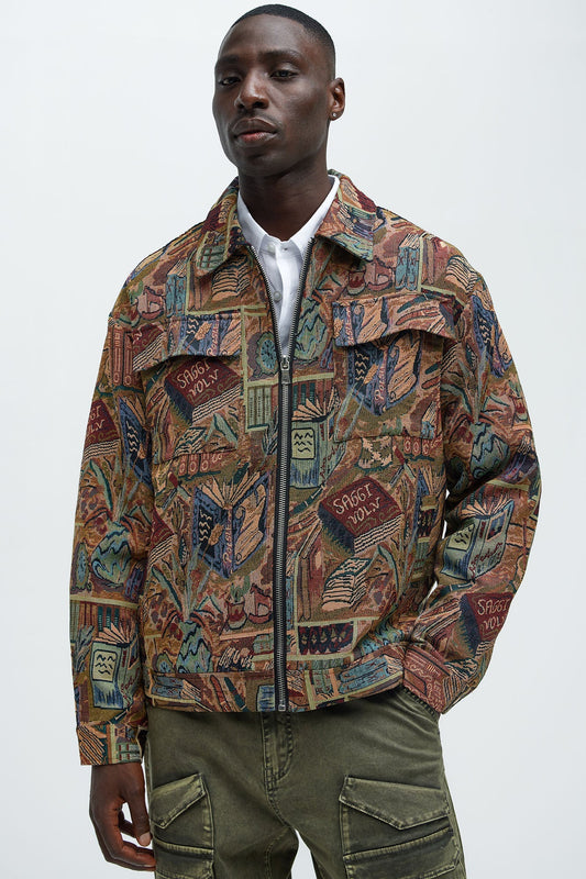Feelin A Way Tapestry Zip Jacket - Multi Color Fashion Nova