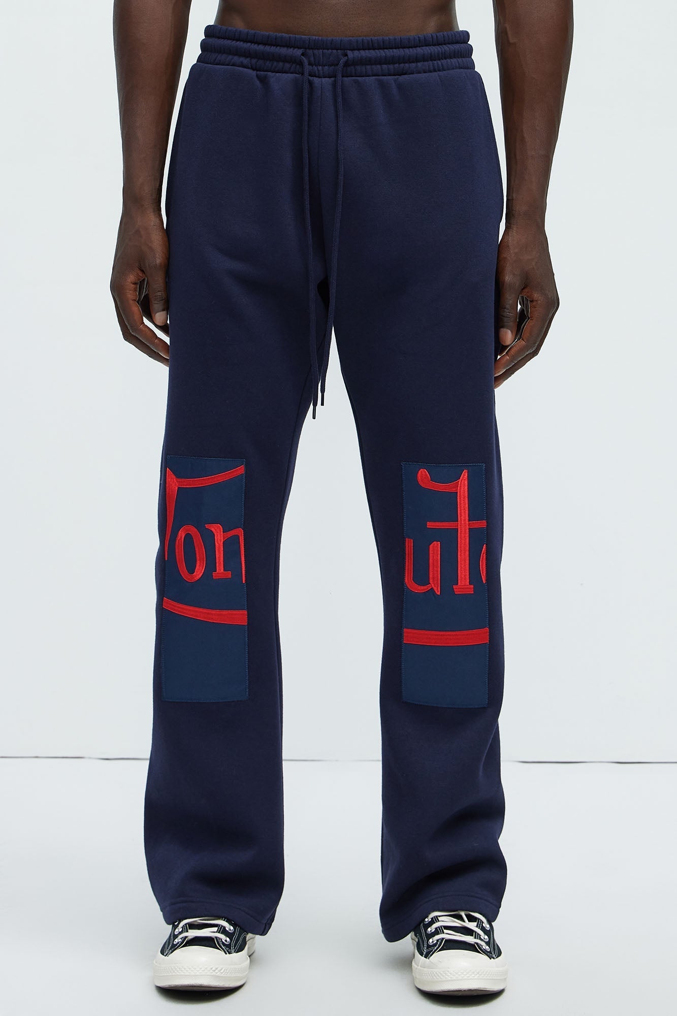 Von Dutch Split Flared Sweatpants - Navy Fashion Nova