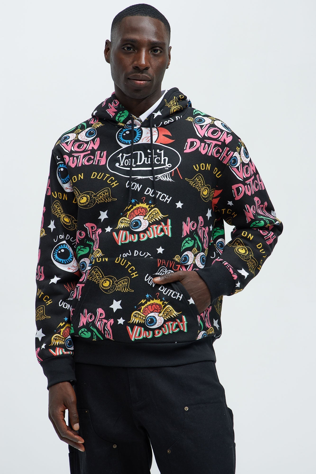 Von Dutch All Over Print Hoodie - Black Fashion Nova