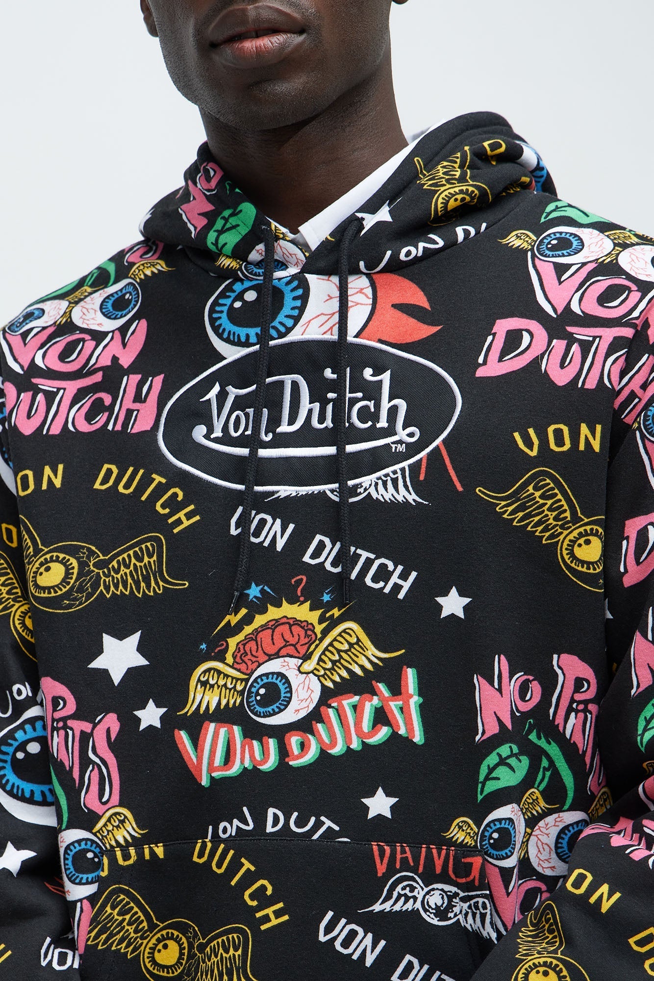 Von Dutch All Over Print Hoodie - Black Fashion Nova