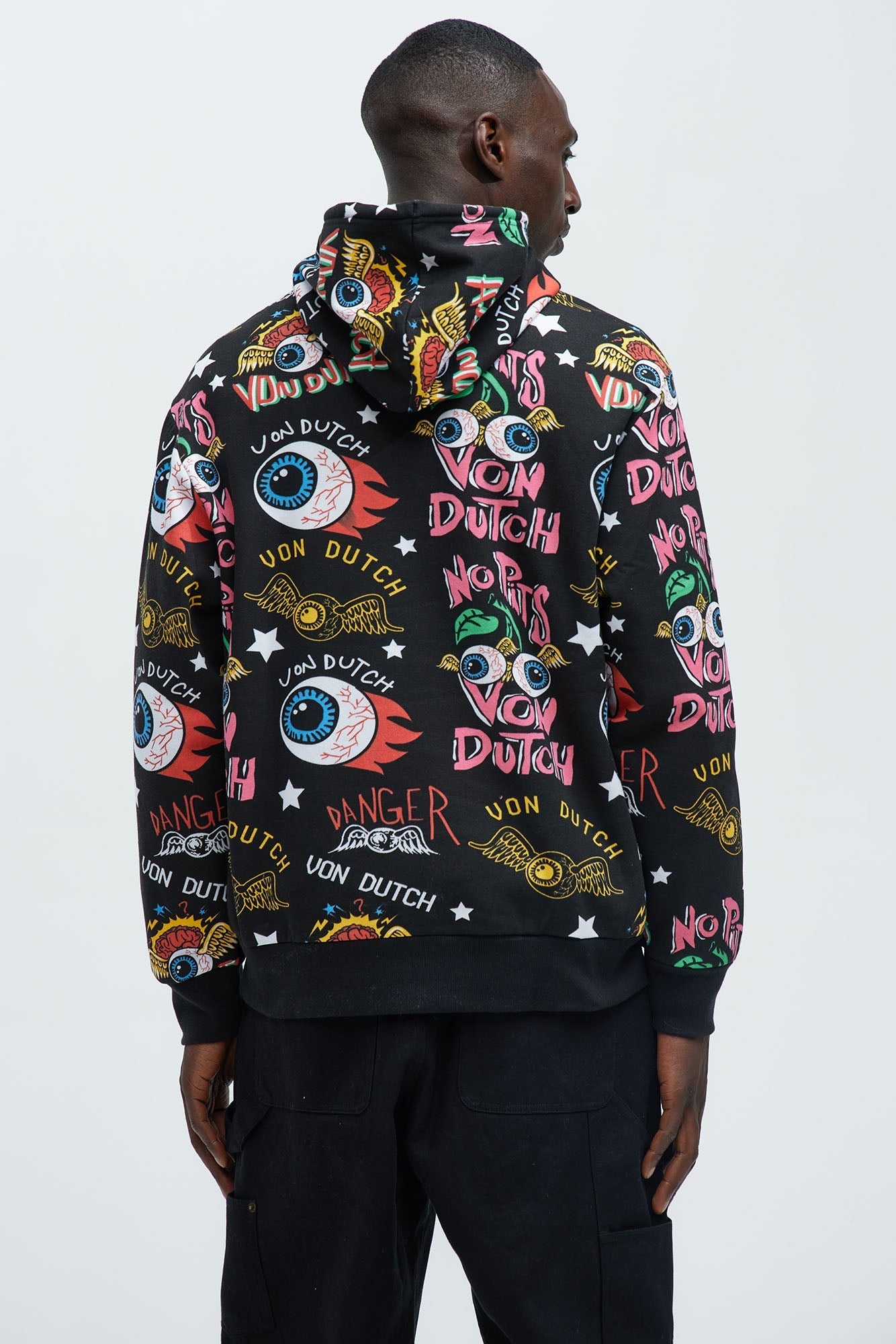 Von Dutch All Over Print Hoodie - Black Fashion Nova