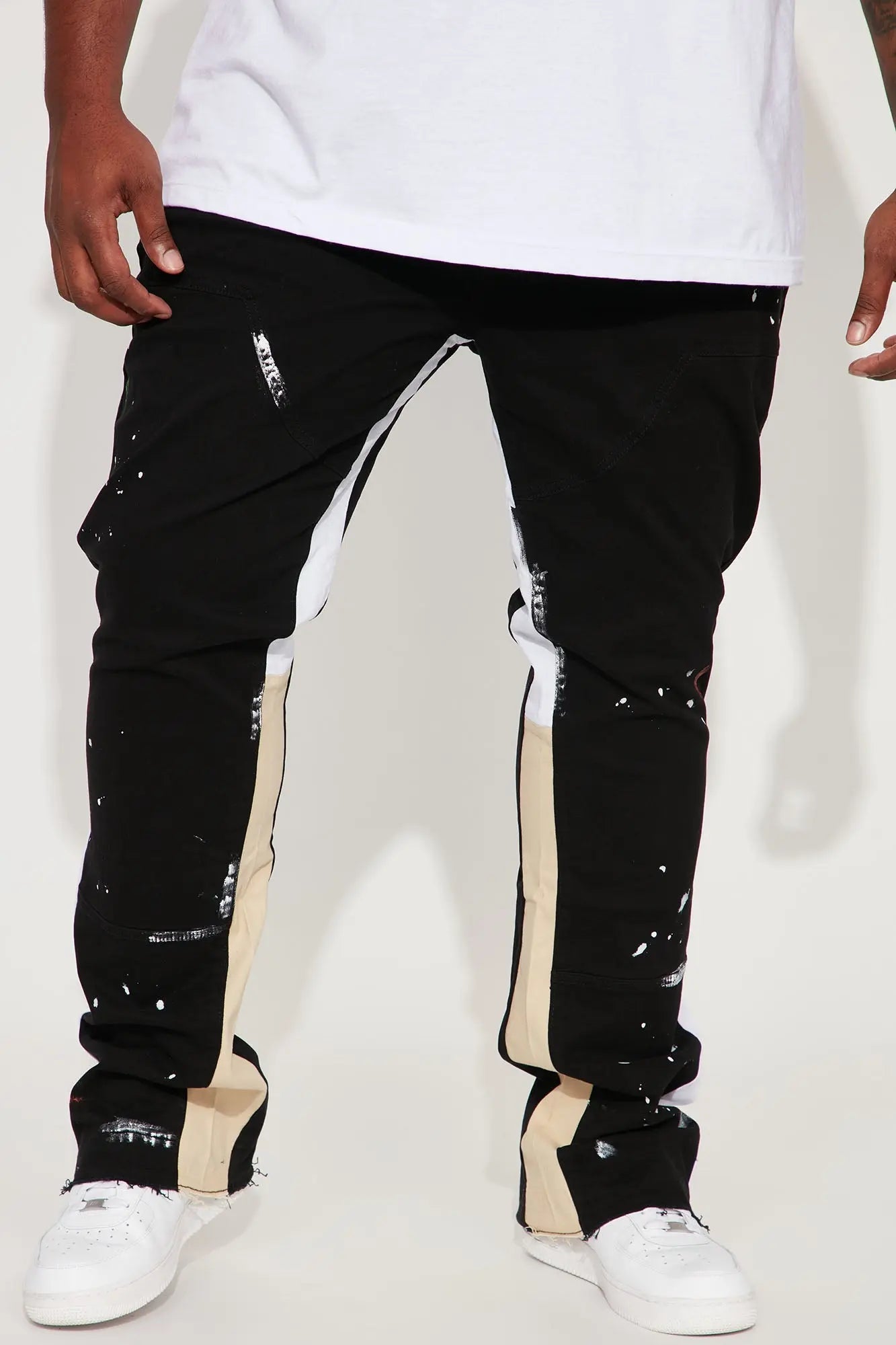 Both Ways Slim Stacked Flared Pants - Black/combo Fashion Nova