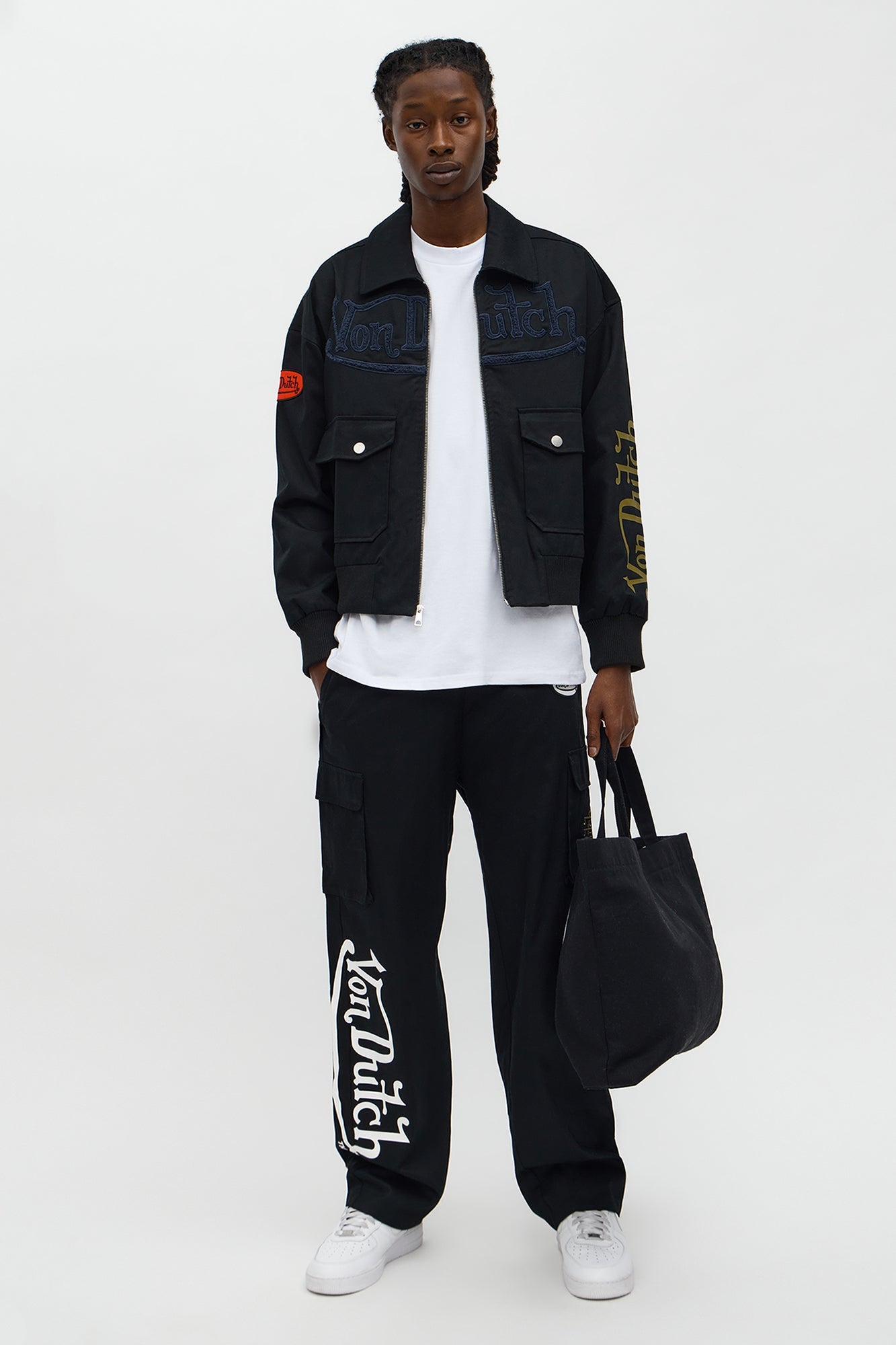 Von Dutch Zip Work Jacket - Black/combo Fashion Nova
