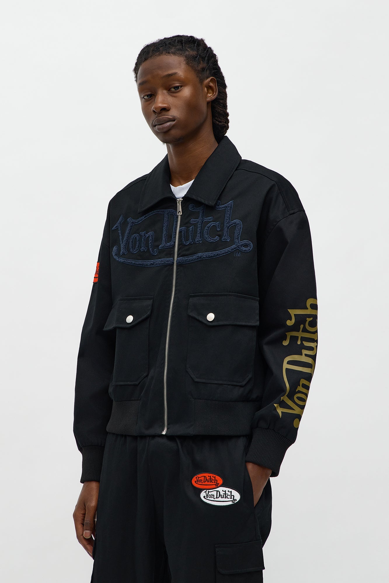 Von Dutch Zip Work Jacket - Black/combo Fashion Nova