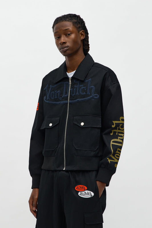 Von Dutch Zip Work Jacket - Black/combo Fashion Nova