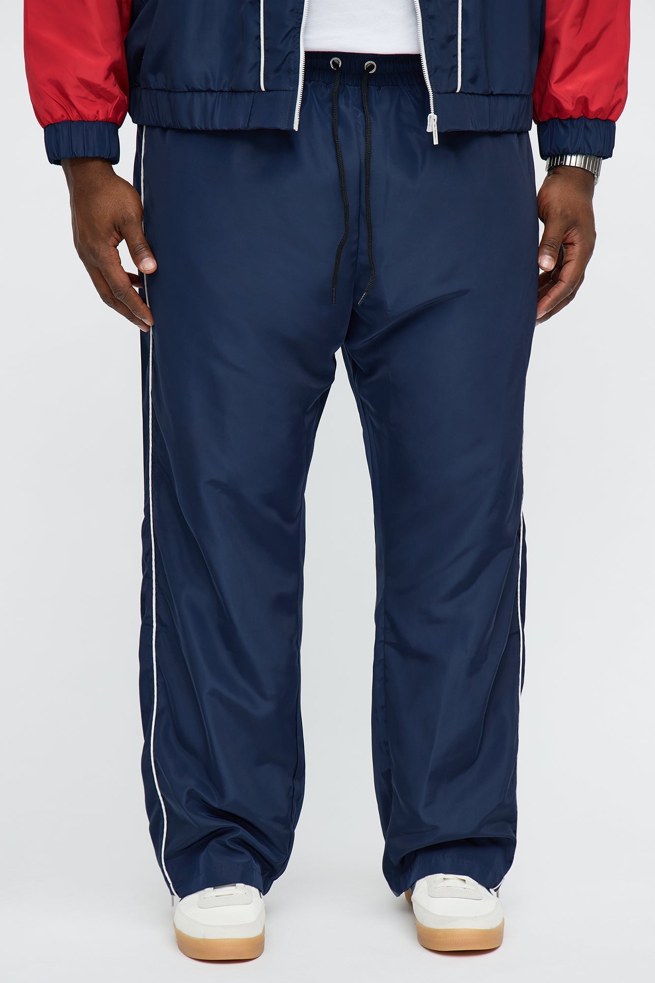 Straight Color Block Club Zipper Pant - Navy/combo Fashion Nova