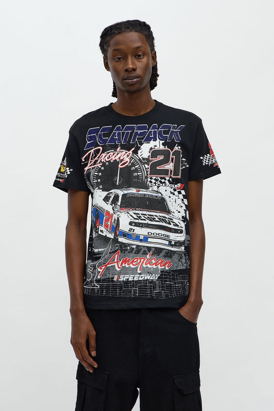 Dodge Scatpack American Racing Short Sleeve Tee - Black Fashion Nova