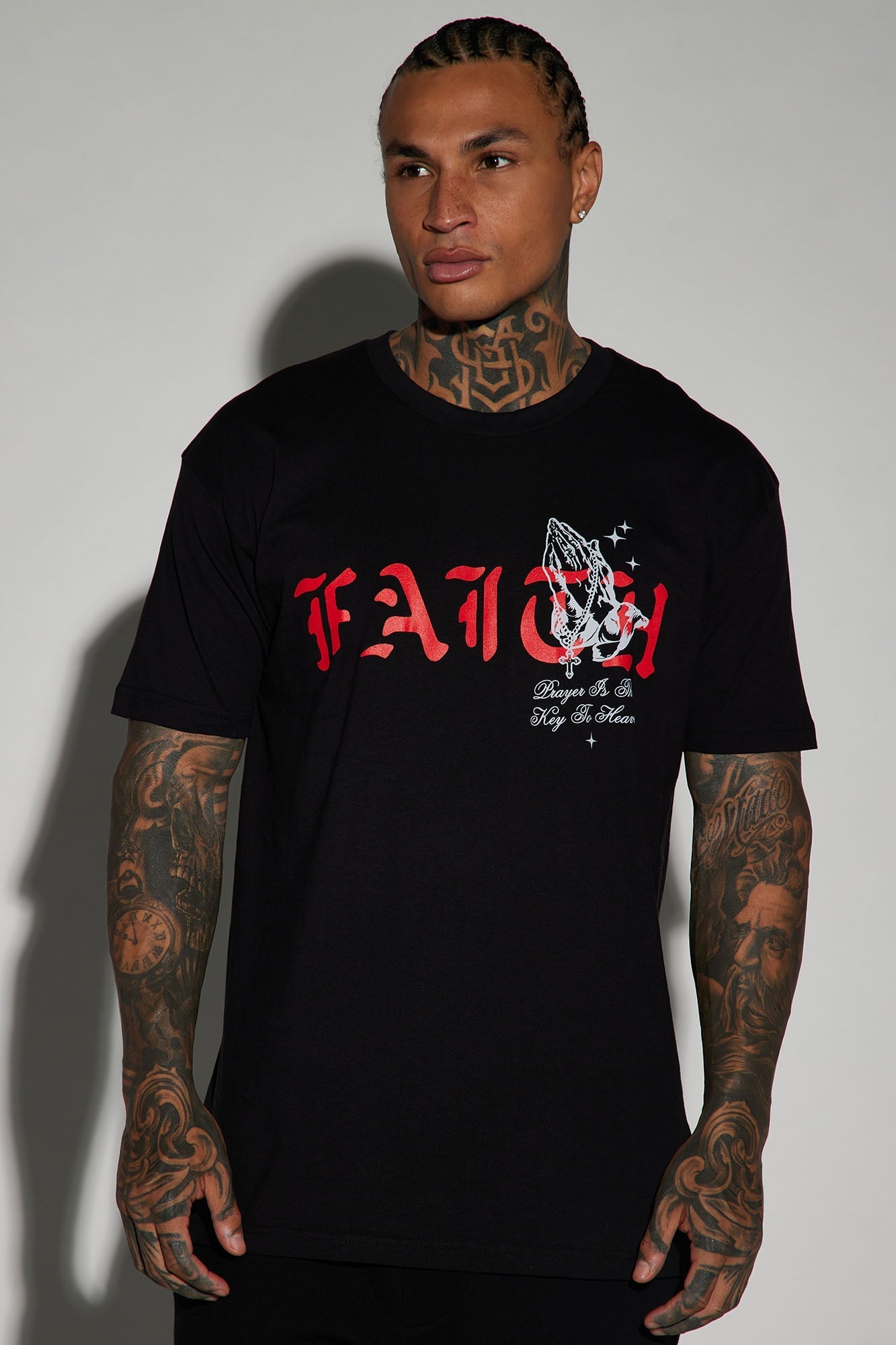 Blessed With Faith Short Sleeve Tee - Black Fashion Nova