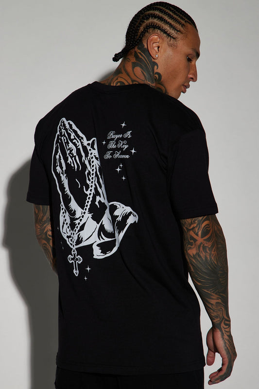 Blessed With Faith Short Sleeve Tee - Black Fashion Nova