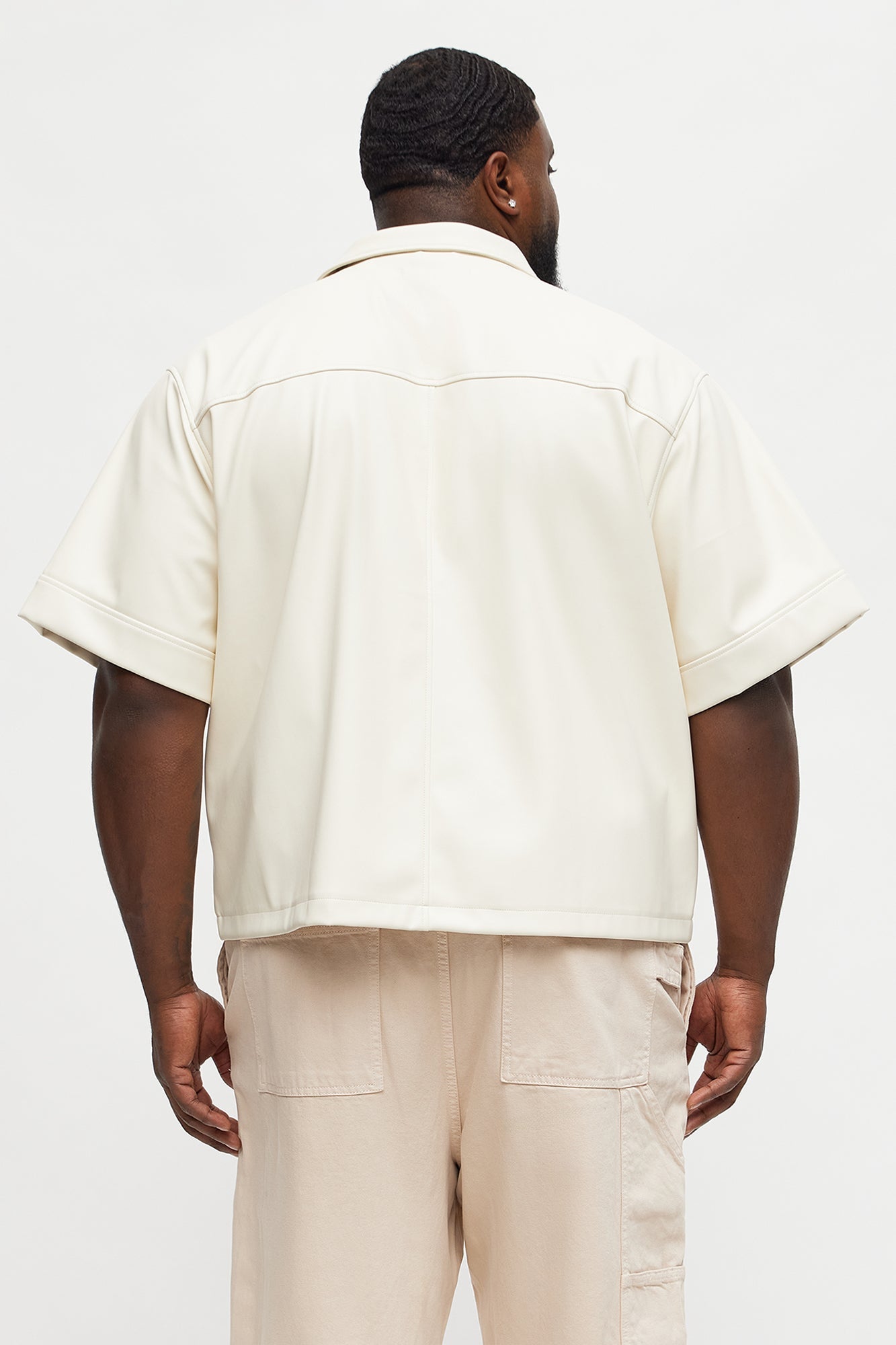High Stepper Faux Leather Button Up Shirt - Off White Fashion Nova