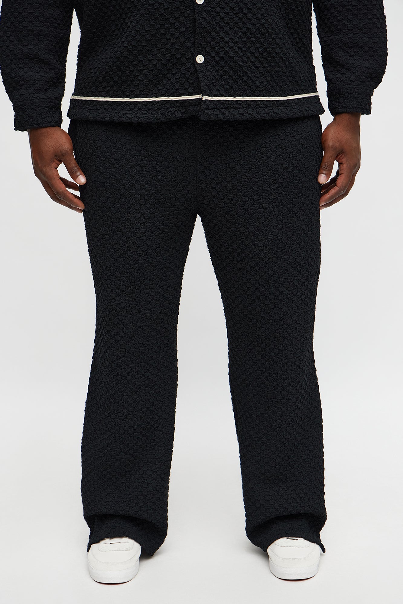 Slim Flare Soho Weave Slit Pant - Black Fashion Nova