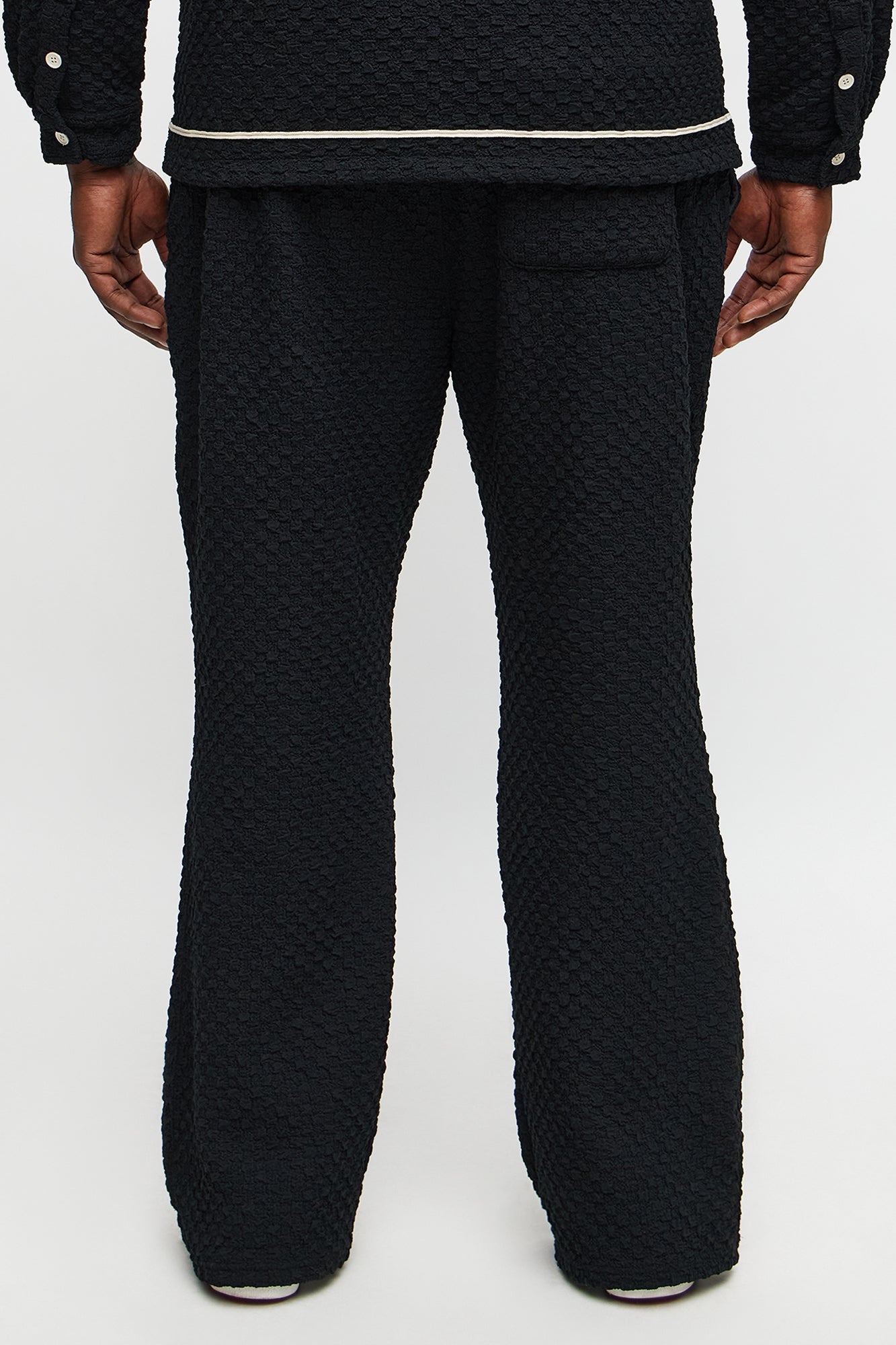 Slim Flare Soho Weave Slit Pant - Black Fashion Nova