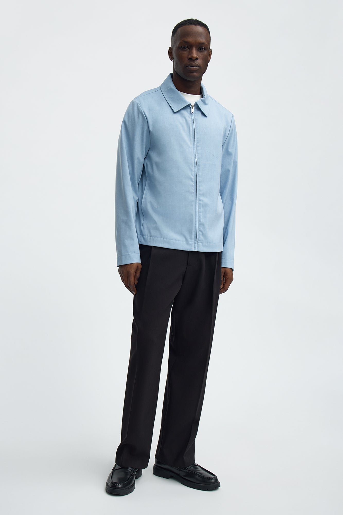 Cloudine Zip Shirt Jacket - Blue Fashion Nova