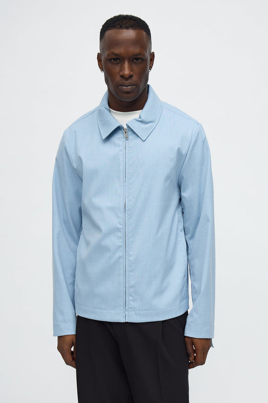 Cloudine Zip Shirt Jacket - Blue Fashion Nova