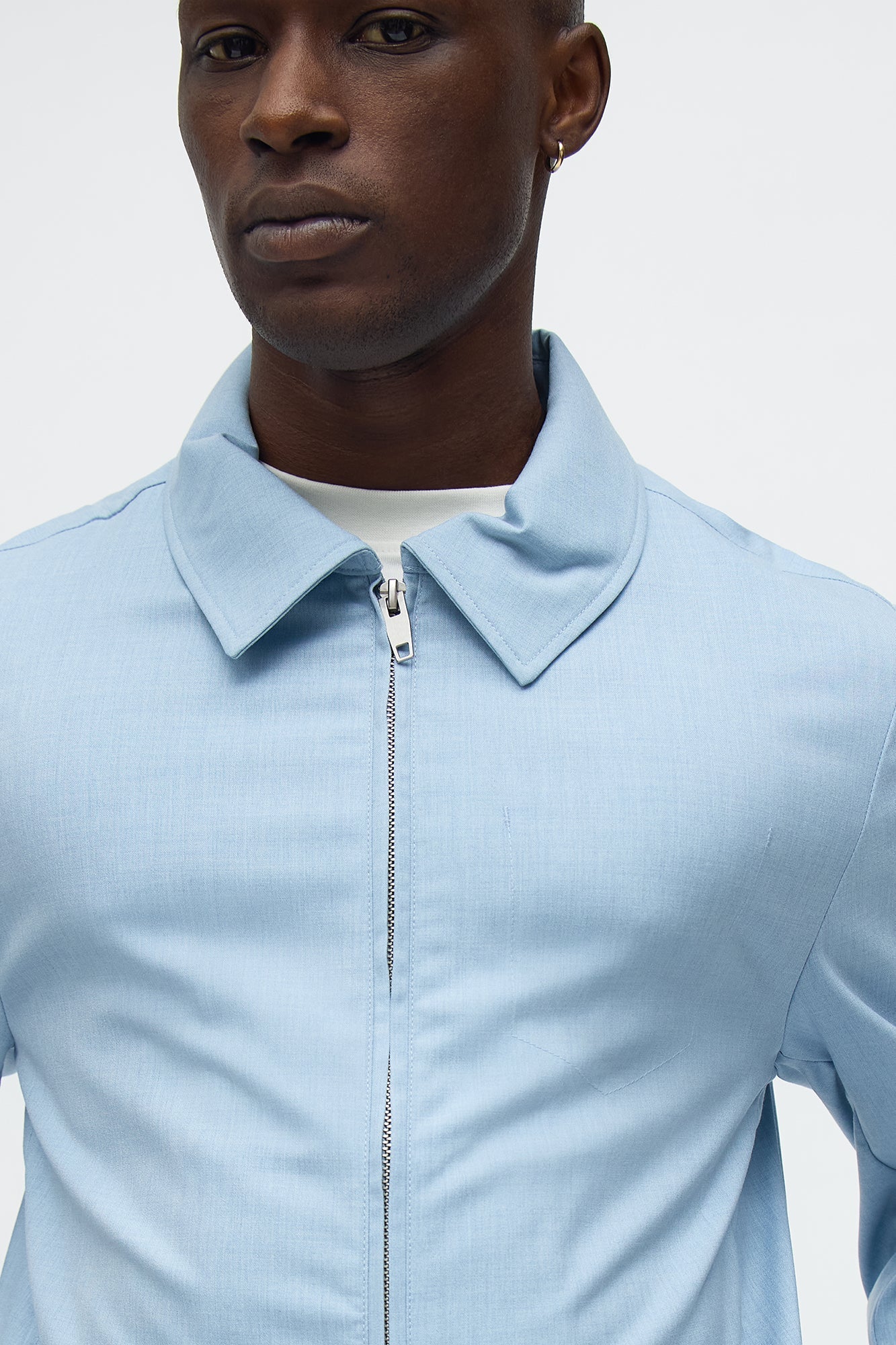 Cloudine Zip Shirt Jacket - Blue Fashion Nova