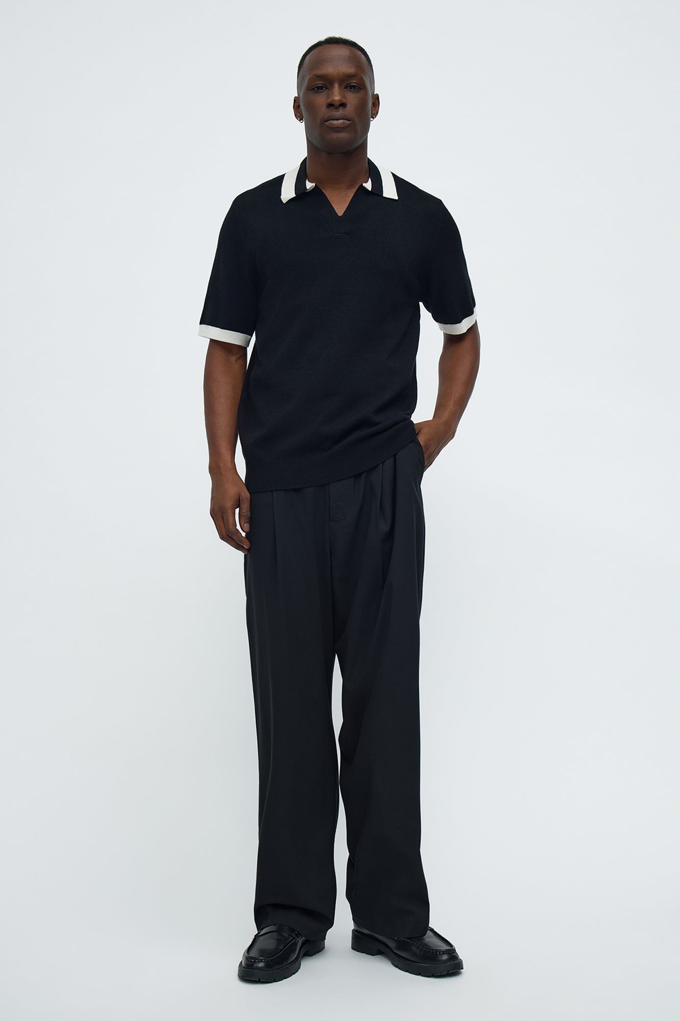 Capri In Fall Knitted Polo - Black/combo Fashion Nova