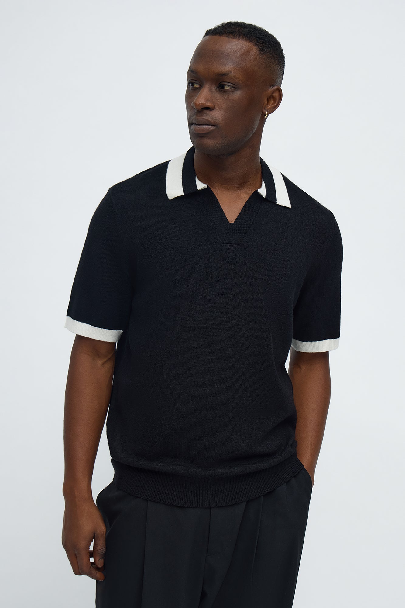 Capri In Fall Knitted Polo - Black/combo Fashion Nova