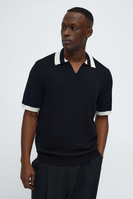 Capri In Fall Knitted Polo - Black/combo Fashion Nova