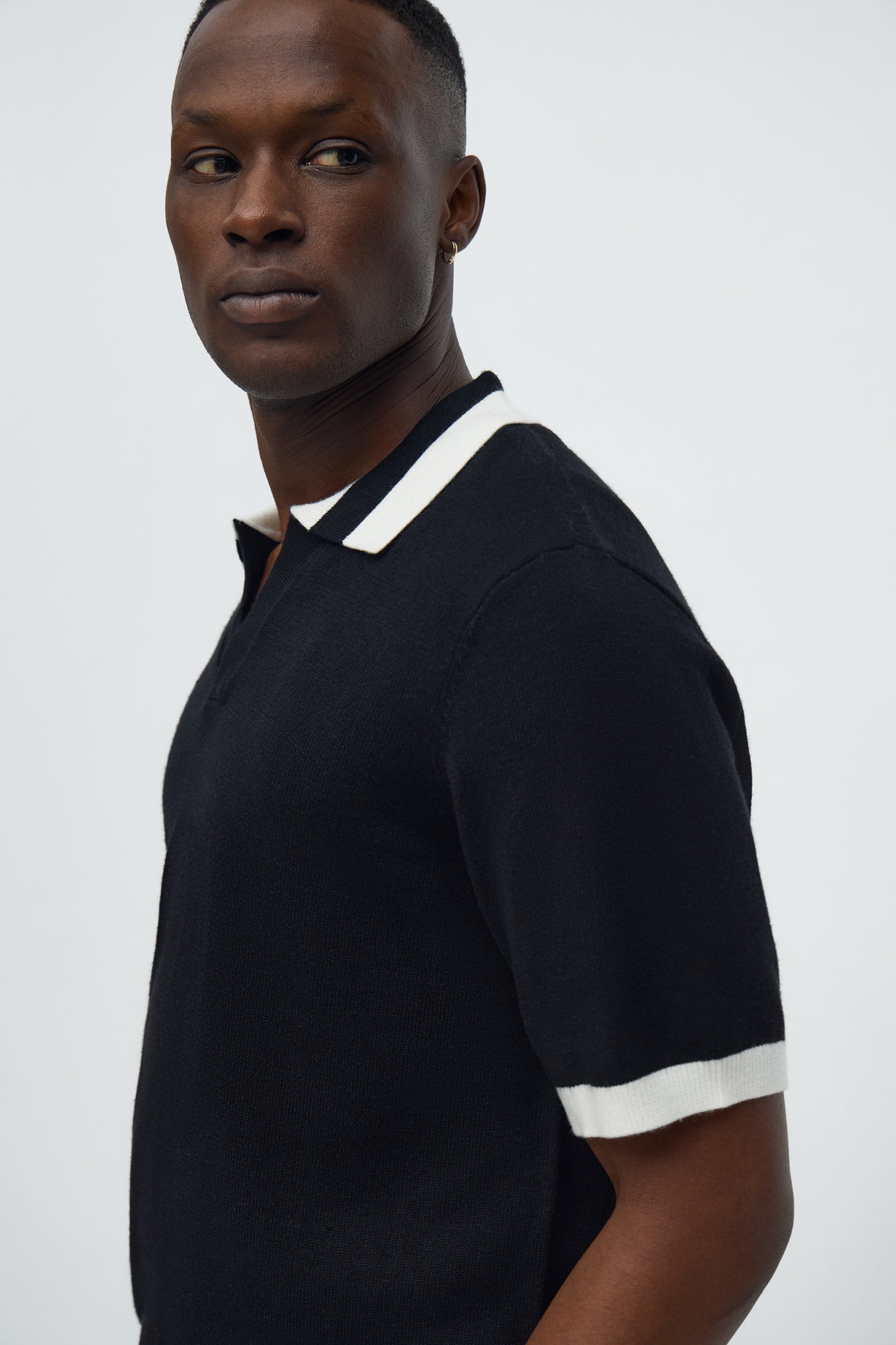 Capri In Fall Knitted Polo - Black/combo Fashion Nova