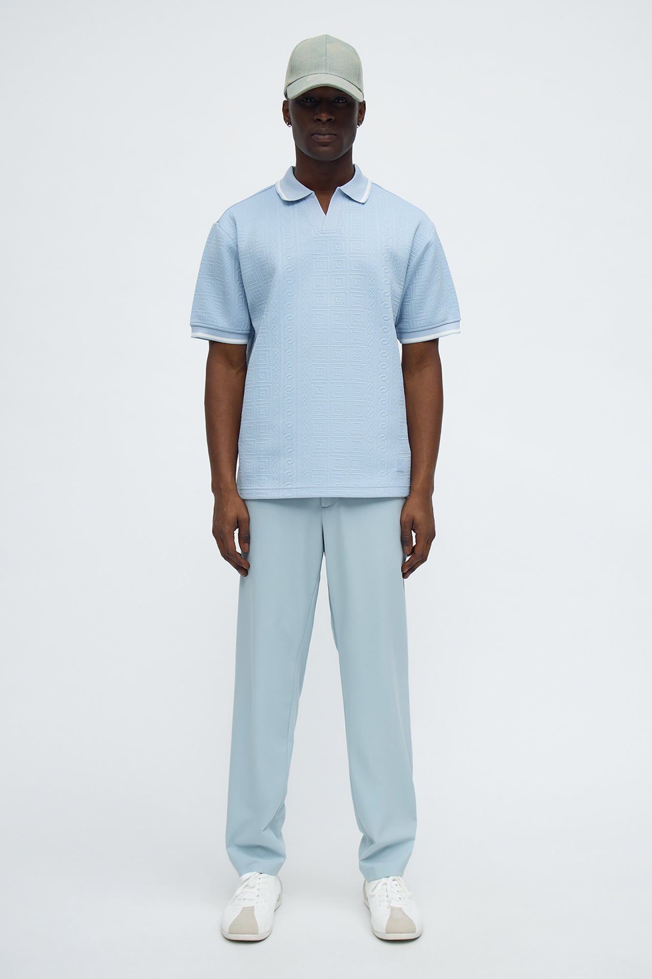 Versailles Grid Polo - Light Blue Fashion Nova