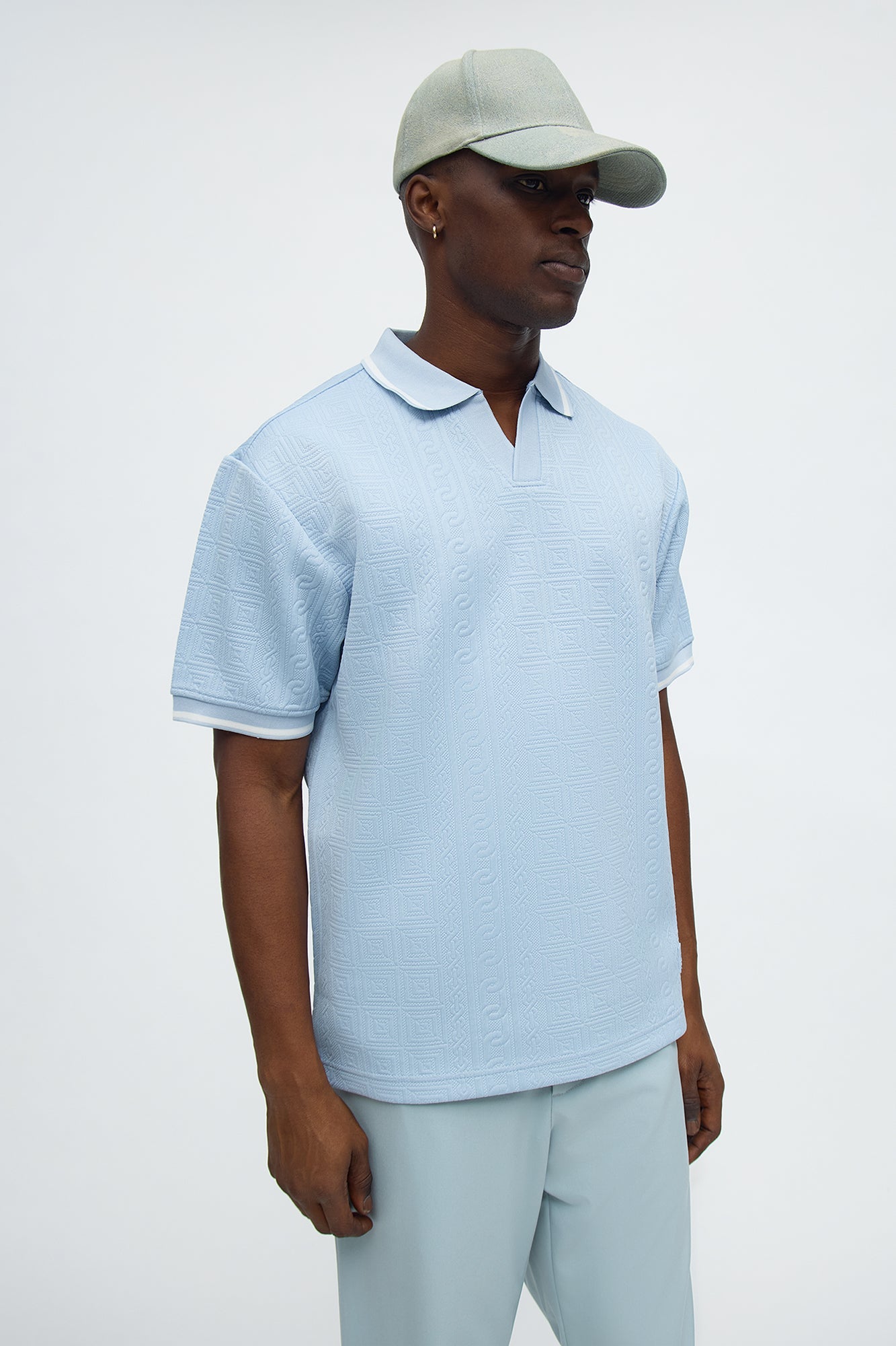 Versailles Grid Polo - Light Blue Fashion Nova